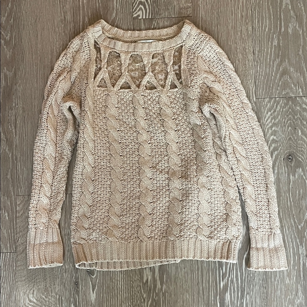 LC Lauren Conrad Beige/Tan Cable Knit Sweater